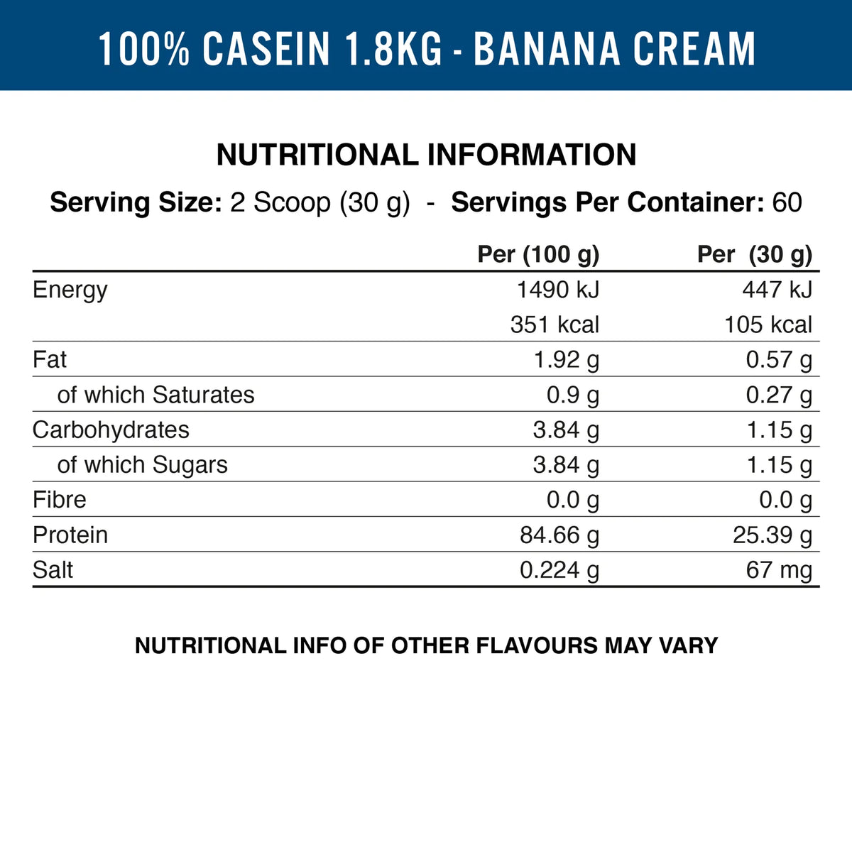 Applied Nutrition 100% Casein Protein / 900 grams / 30 servings