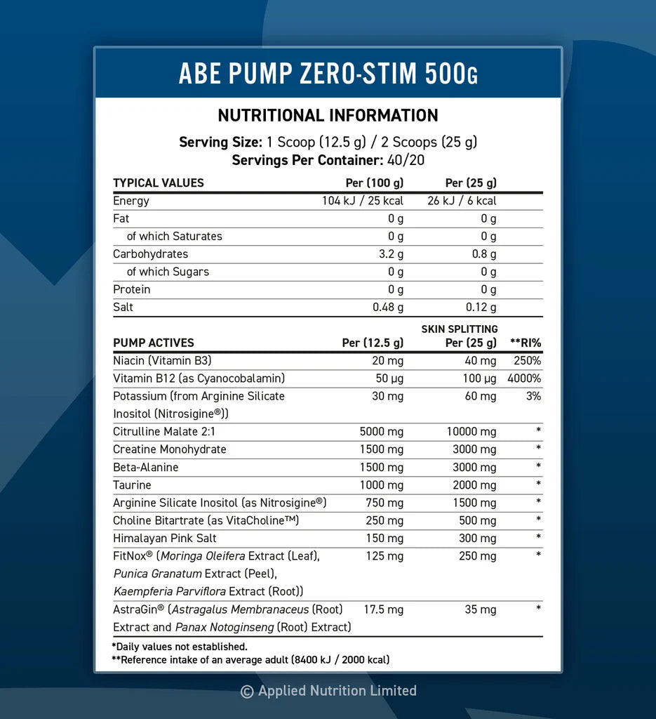 Applied Nutrition ABE-PUMP All Black Everything / 500 grams / 40 or 20