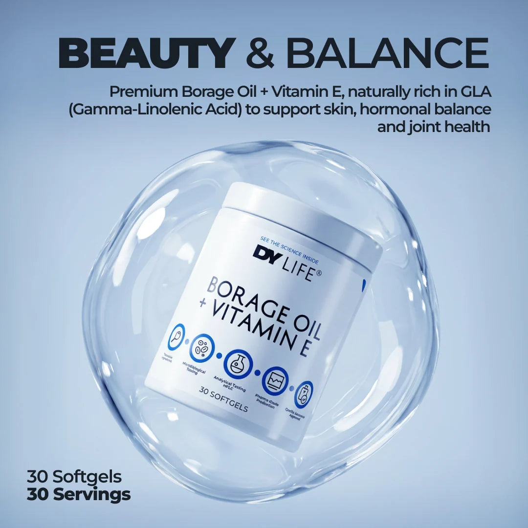 Dorian Yates DY LIFE Borage Oil + Vitamin E / 30 Soft Gels / 30 servings
