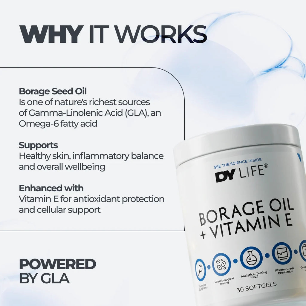 Dorian Yates DY LIFE Borage Oil + Vitamin E / 30 Soft Gels / 30 servings