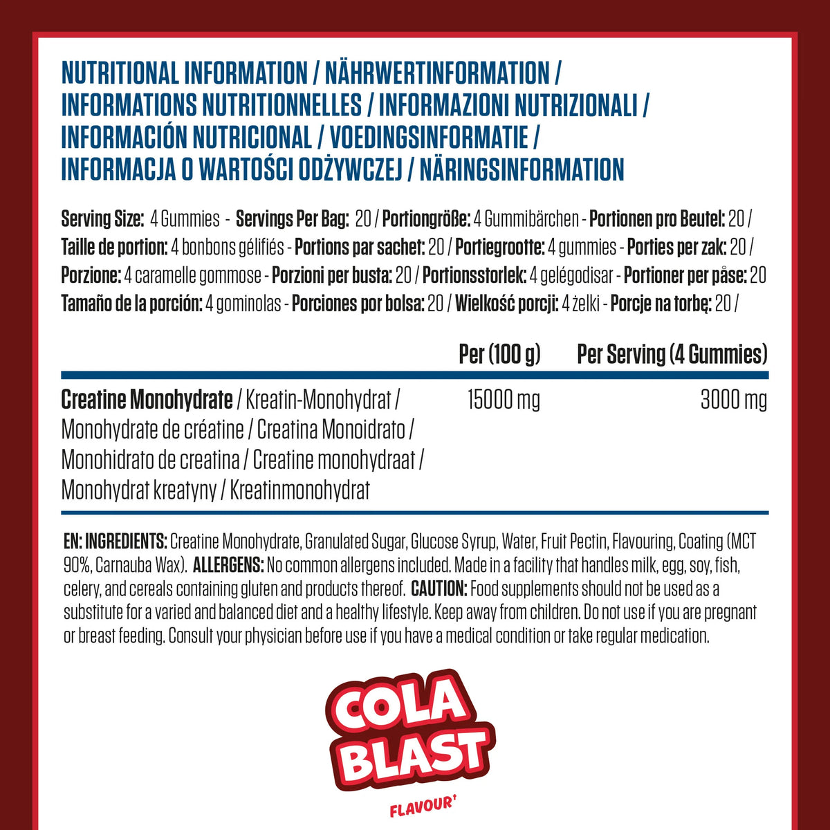 Applied Nutrition Creatine Gummies / 3 g per gummie / 80 gummies