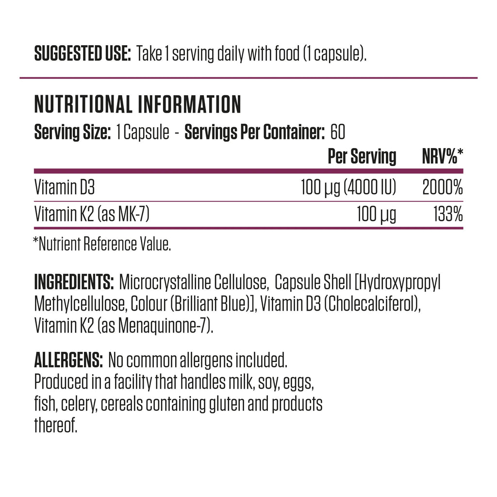 Applied Nutrition D3 & K2 / 60 capsules / 60 servings