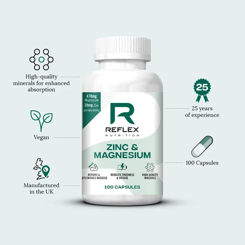 Reflex Nutrition Zinc & Magnesium / 100 capsules / 25 servings