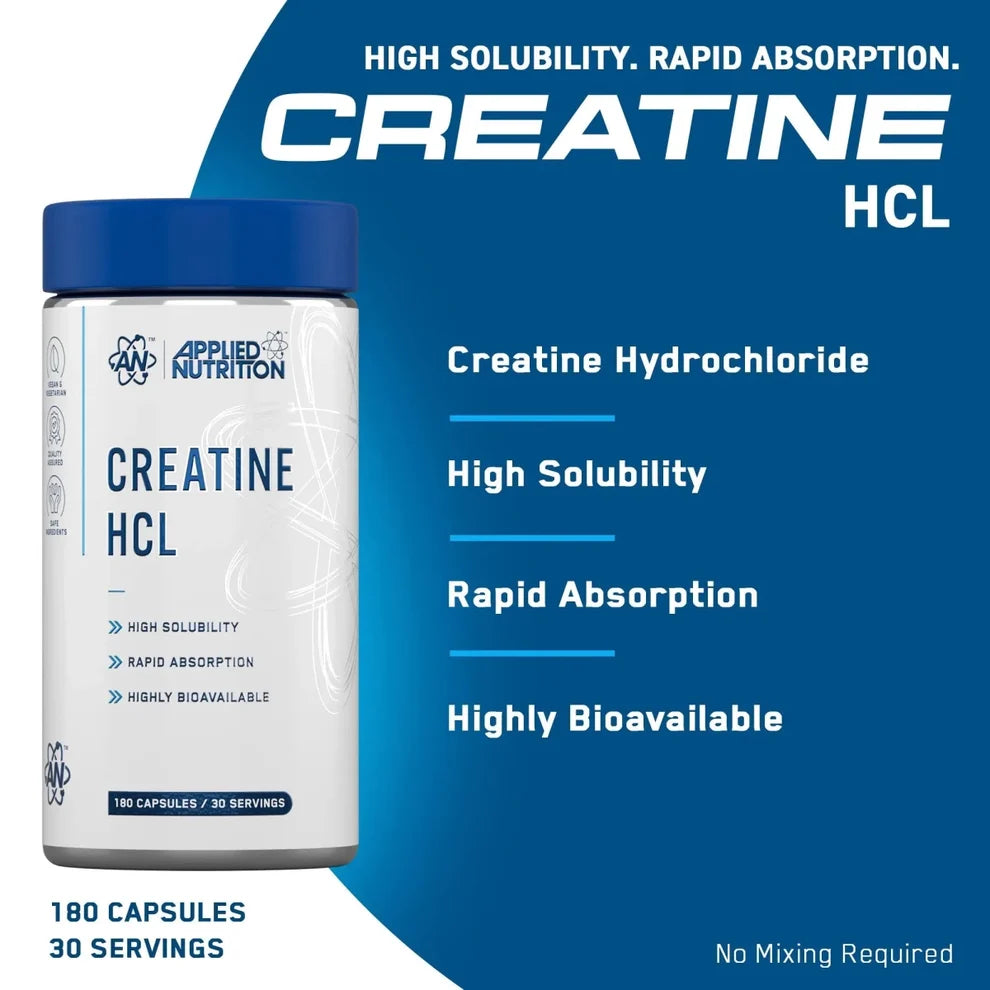 Applied Nutrition Creatine HCL / 3 grams per capsule / 180 capsules / 30 servings