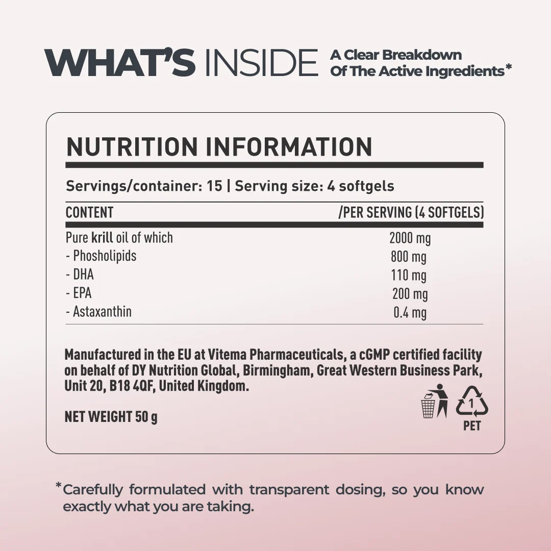 Dorian Yates DY LIFE Krill Oil / 60 softgels / 15 servings