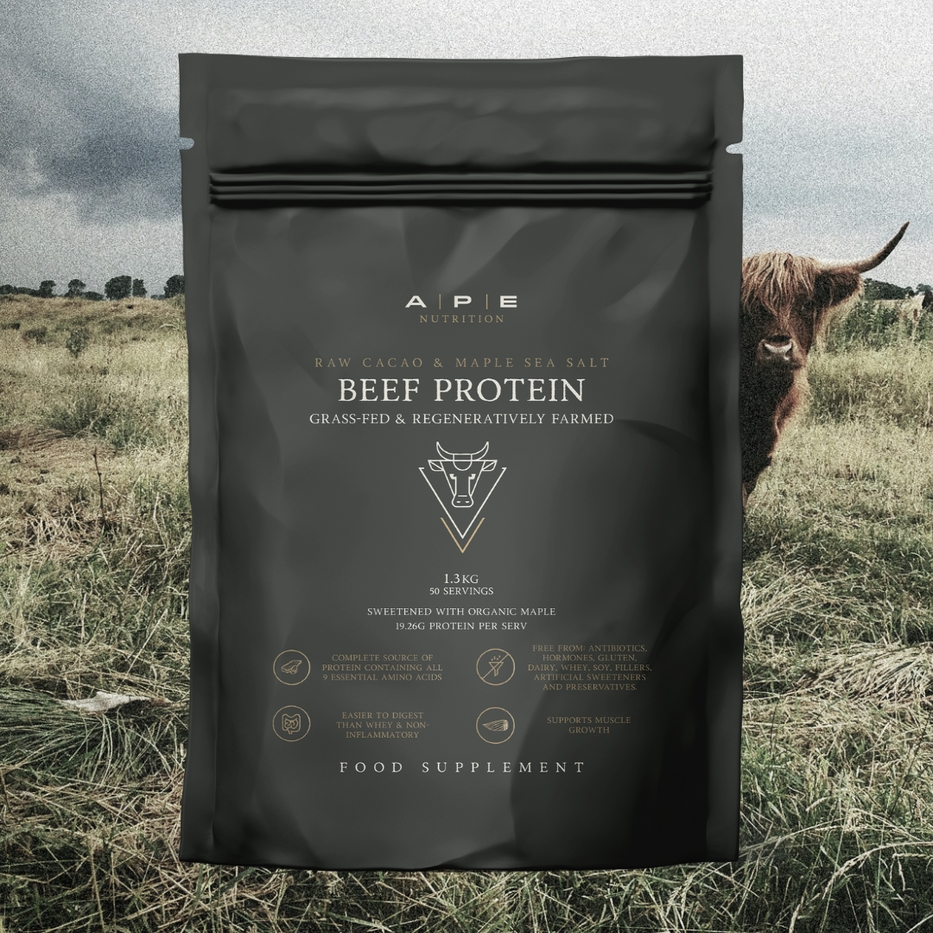 APE Nutrition | Grass-Fed Beef Protein Powder | Raw Cacao & Maple Sea Salt | 1.3kg (50 servings)