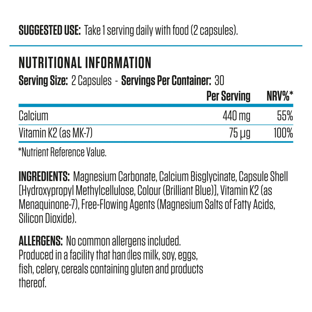 Applied Nutrition Calcium & Vitamin K2 / 60 capsules / 30 servings