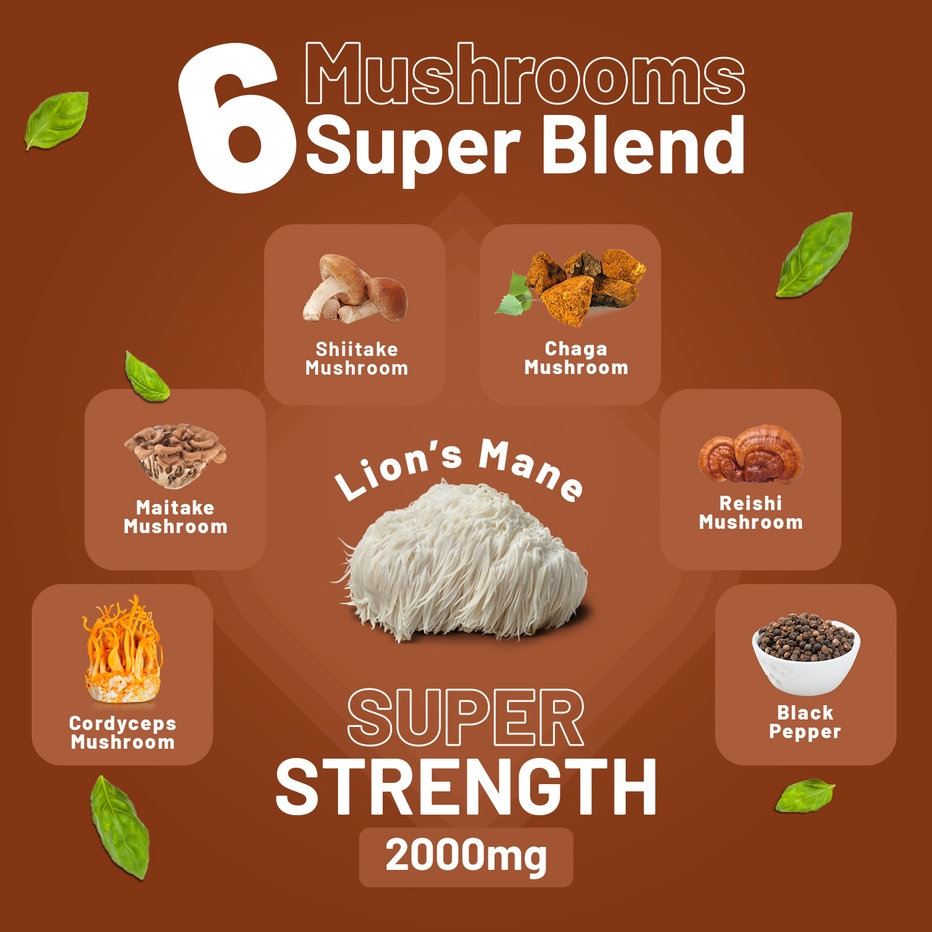 Prowise Healthcare | Advanced Mushroom Complex | 6 Mushrooms | 120 Vegan Tablets