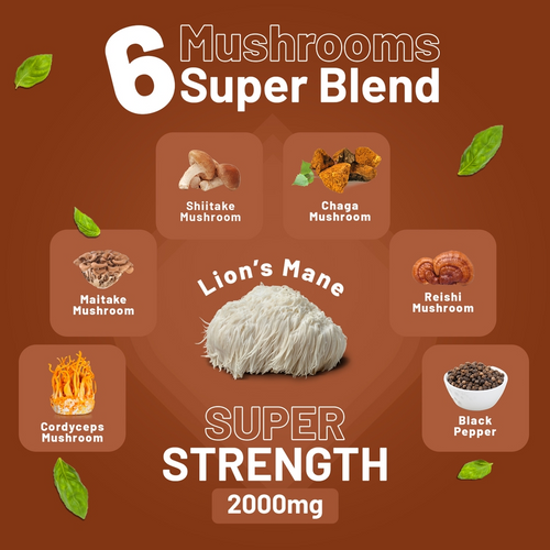 Prowise Healthcare | Advanced Mushroom Complex | 6 Mushrooms | 120 Vegan Tablets