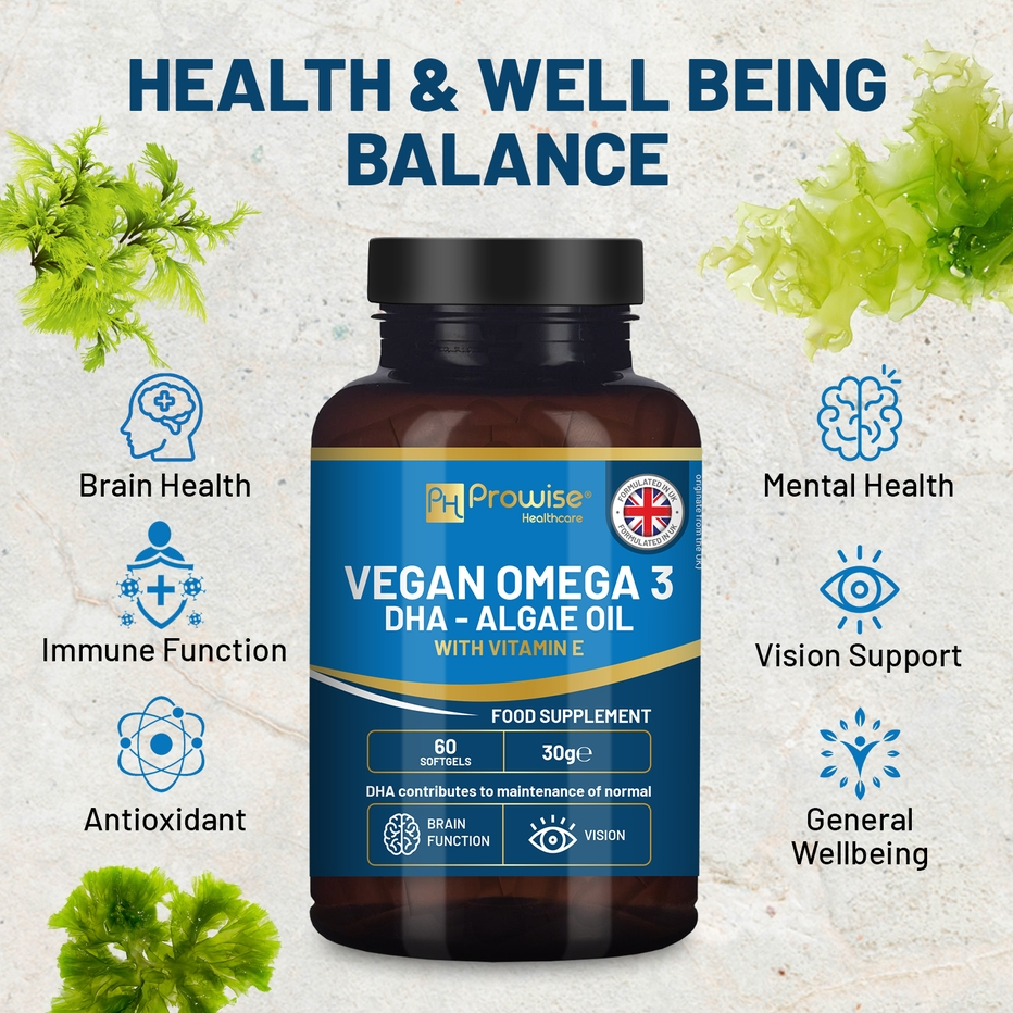 Prowise Healthcare | Vegan Omega-3 DHA from Algae Oil | 60 Softgels