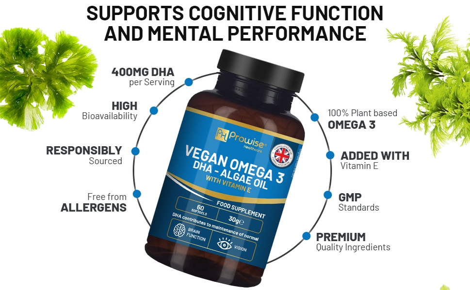 Prowise Healthcare | Vegan Omega-3 DHA from Algae Oil | 60 Softgels