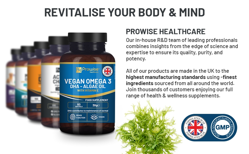 Prowise Healthcare | Vegan Omega-3 DHA from Algae Oil | 60 Softgels