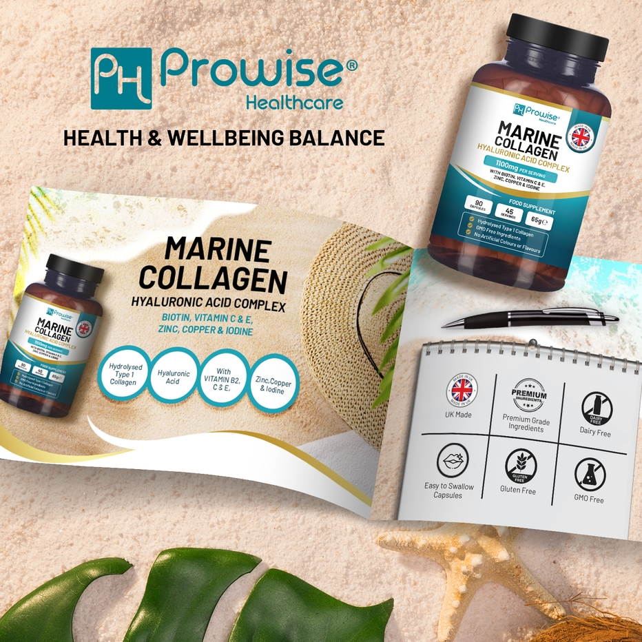 Prowise Healthcare | Marine Collagen with Hyaluronic Acid 1100mg | 90 Capsules