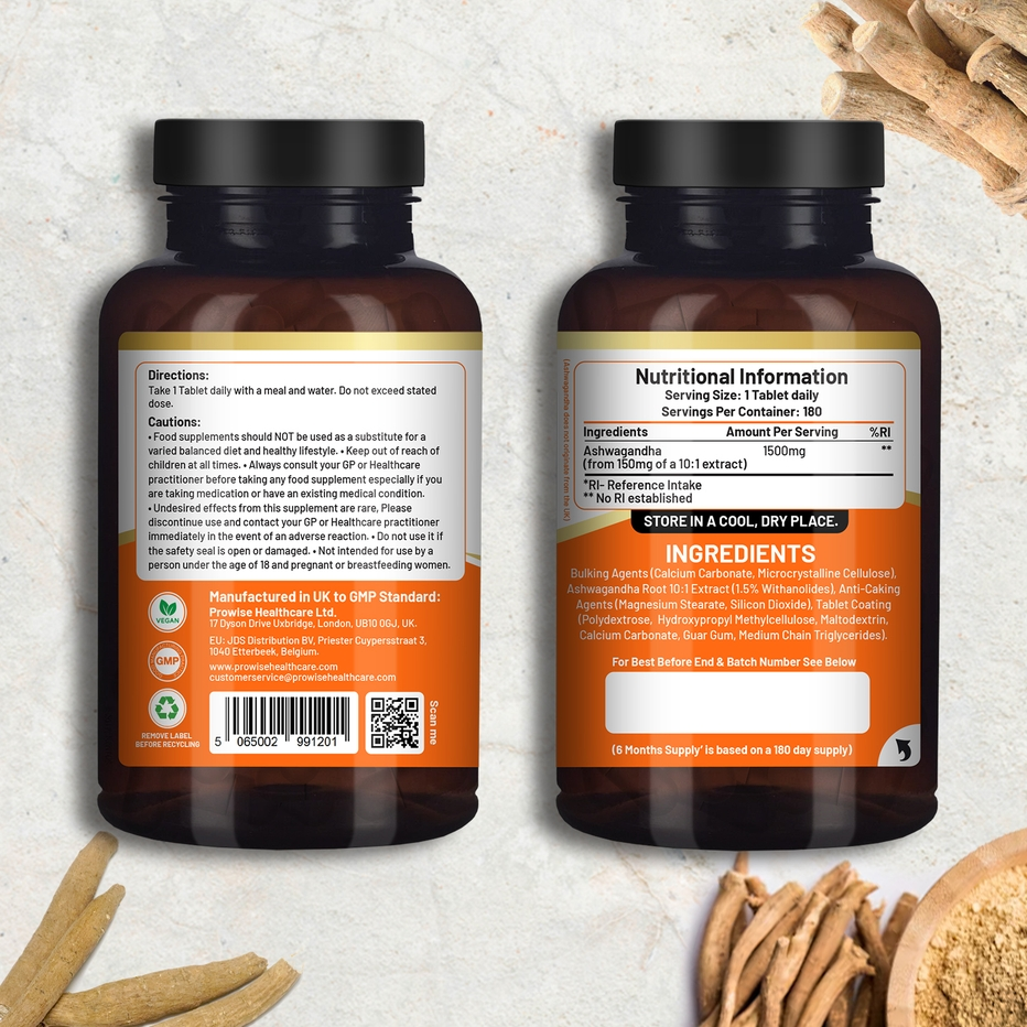 Prowise Healthcare | Ashwagandha 1500mg | 180 Vegan Tablets
