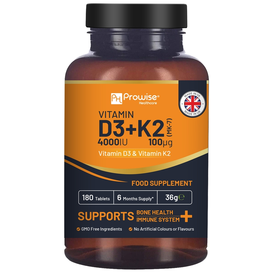 Prowise Healthcare | Vitamin D3 4000IU & K2 MK7 100μG | 180 Vegetarian Tablets