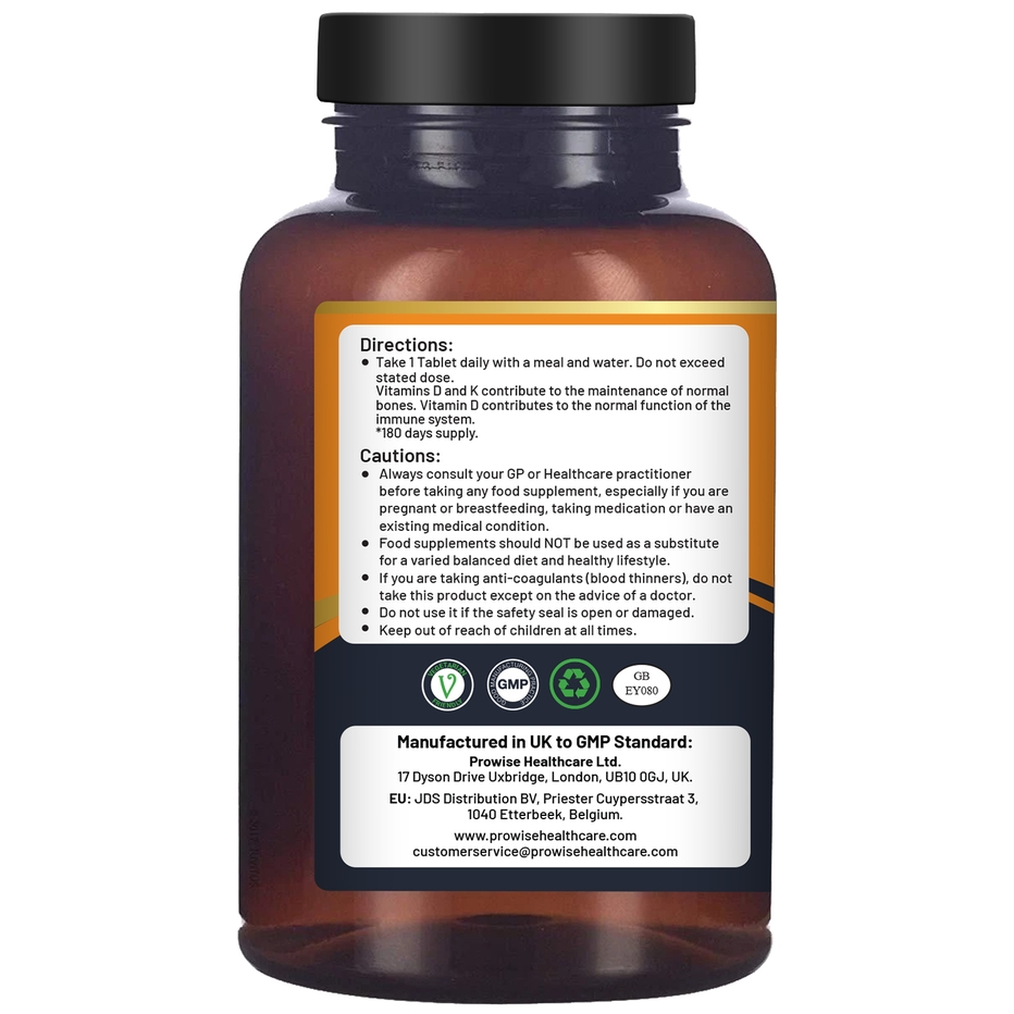 Prowise Healthcare | Vitamin D3 4000IU & K2 MK7 100μG | 180 Vegetarian Tablets