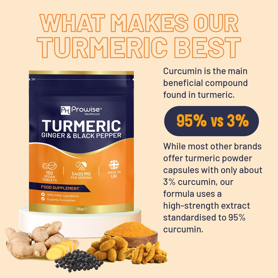 Prowise Healthcare | Turmeric 5400mg with Black Pepper and Ginger | 150 Tablets