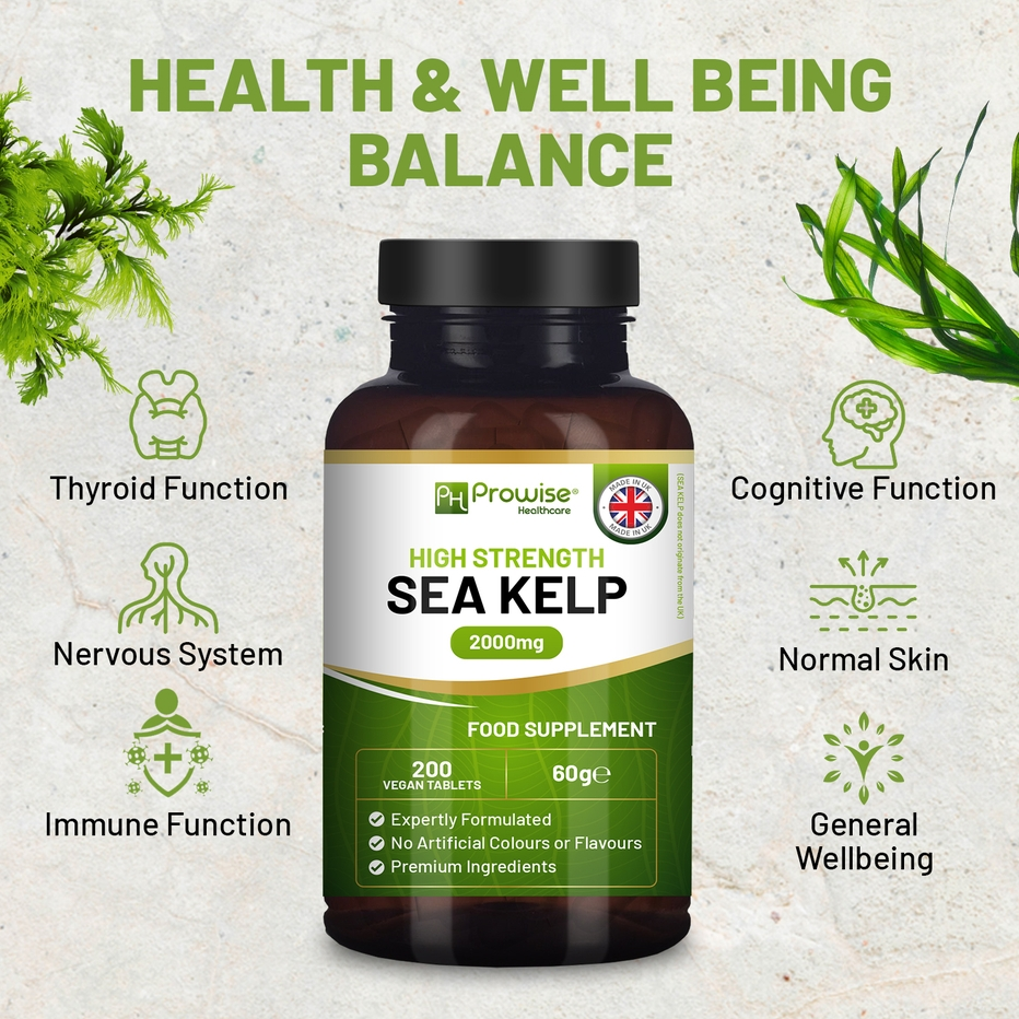 Prowise Healthcare | Sea Kelp 2000mg Natural Iodine Source| 200 Vegan Tablets