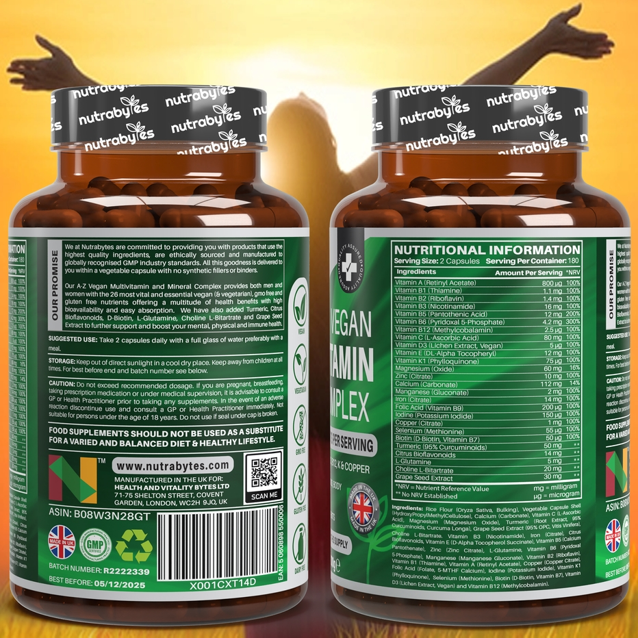 Nutrabytes | Vegan A-Z Multivitamin & Mineral Complex | 360 Capsules
