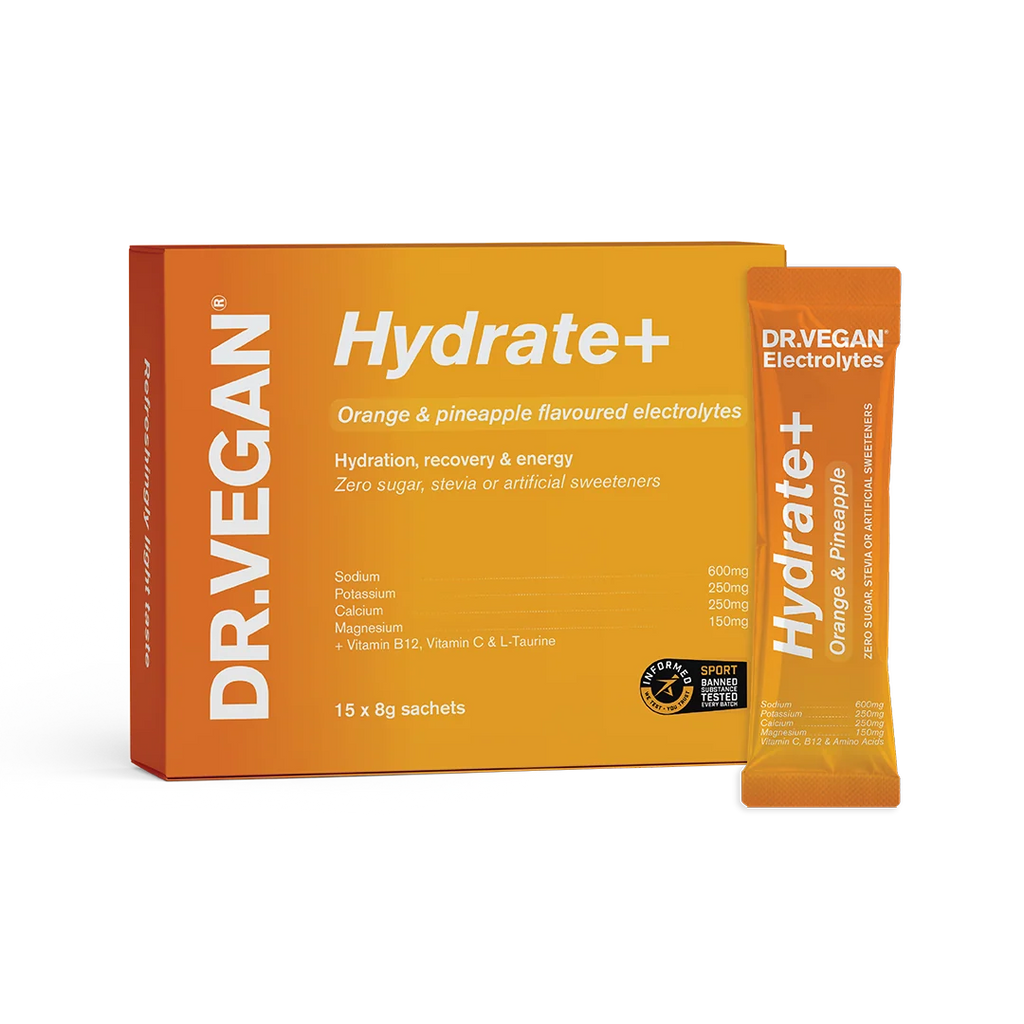 DR.VEGAN | Hydrate+ Complete Electrolytes | Orange & Pineapple | Box of 15 Sachets