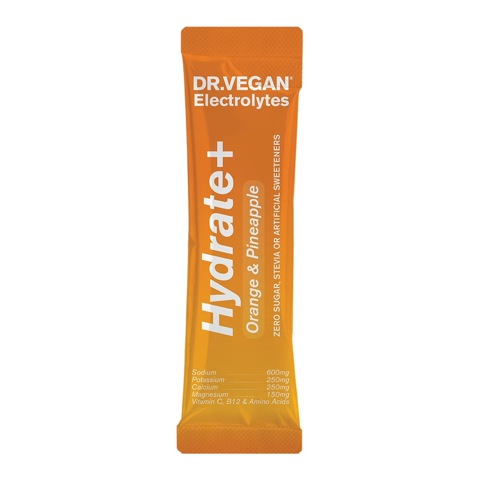 DR.VEGAN | Hydrate+ Complete Electrolytes | Orange & Pineapple | Box of 15 Sachets