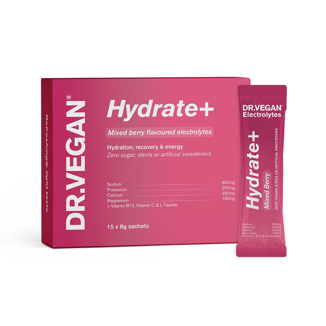 DR.VEGAN | Hydrate+ Complete Electrolytes | Mixed Berry | Box of 15 Sachets