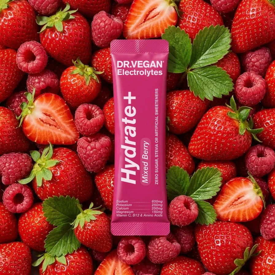 DR.VEGAN | Hydrate+ Complete Electrolytes | Mixed Berry | Box of 15 Sachets