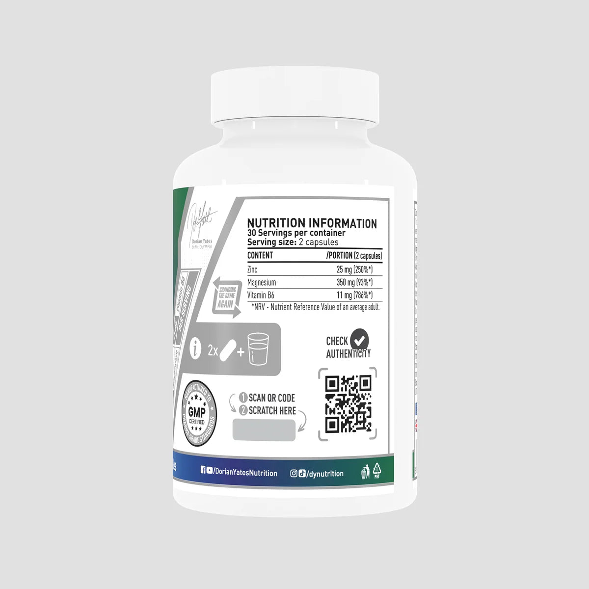 Dorian Yates Zn Mg B6 Complex / 60 capsules / 30 servings