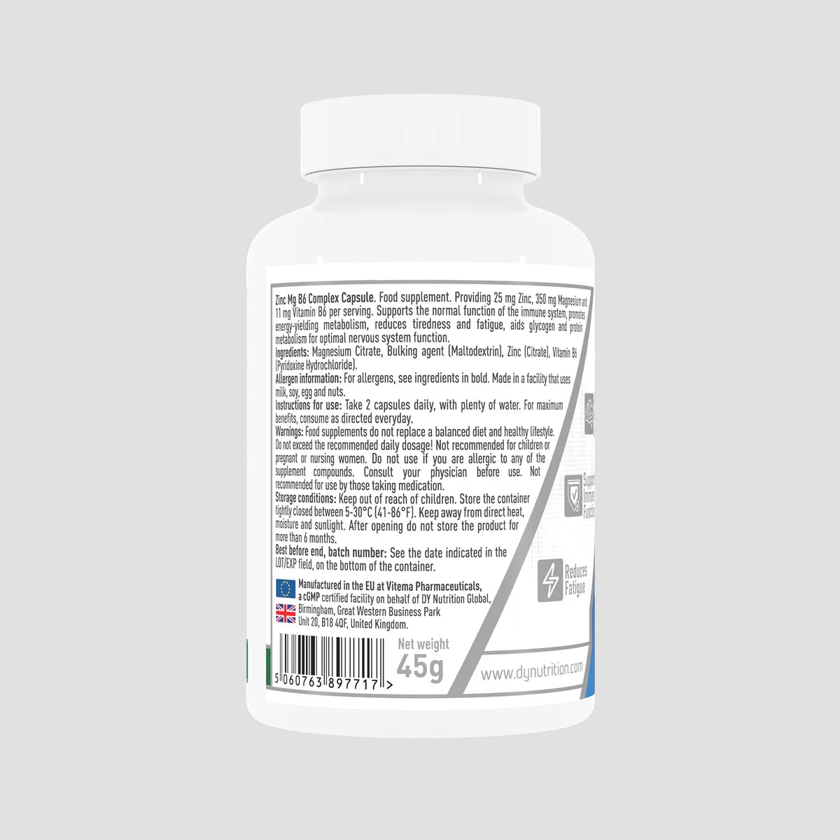 Dorian Yates Zn Mg B6 Complex / 60 capsules / 30 servings
