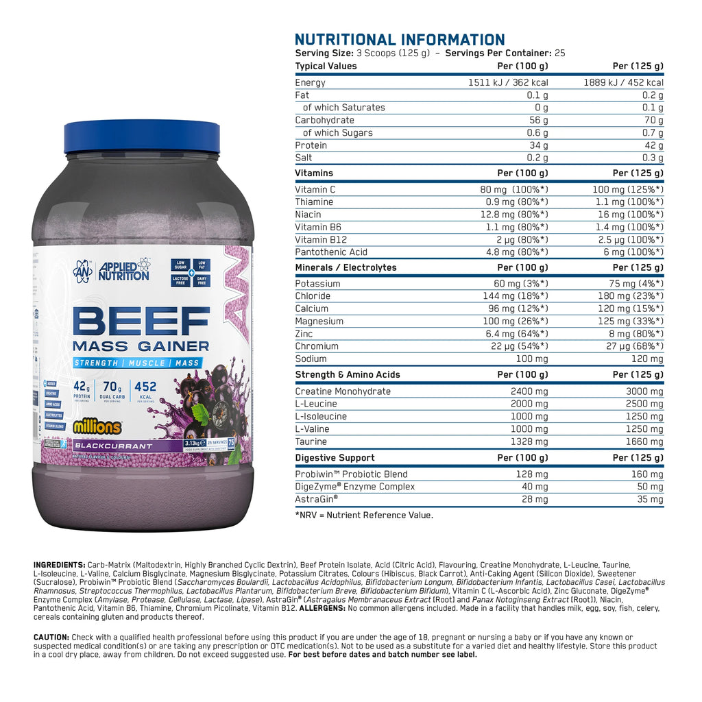 Applied Nutrition Beef Mass Gainer / 3.13 kg / 25 servings